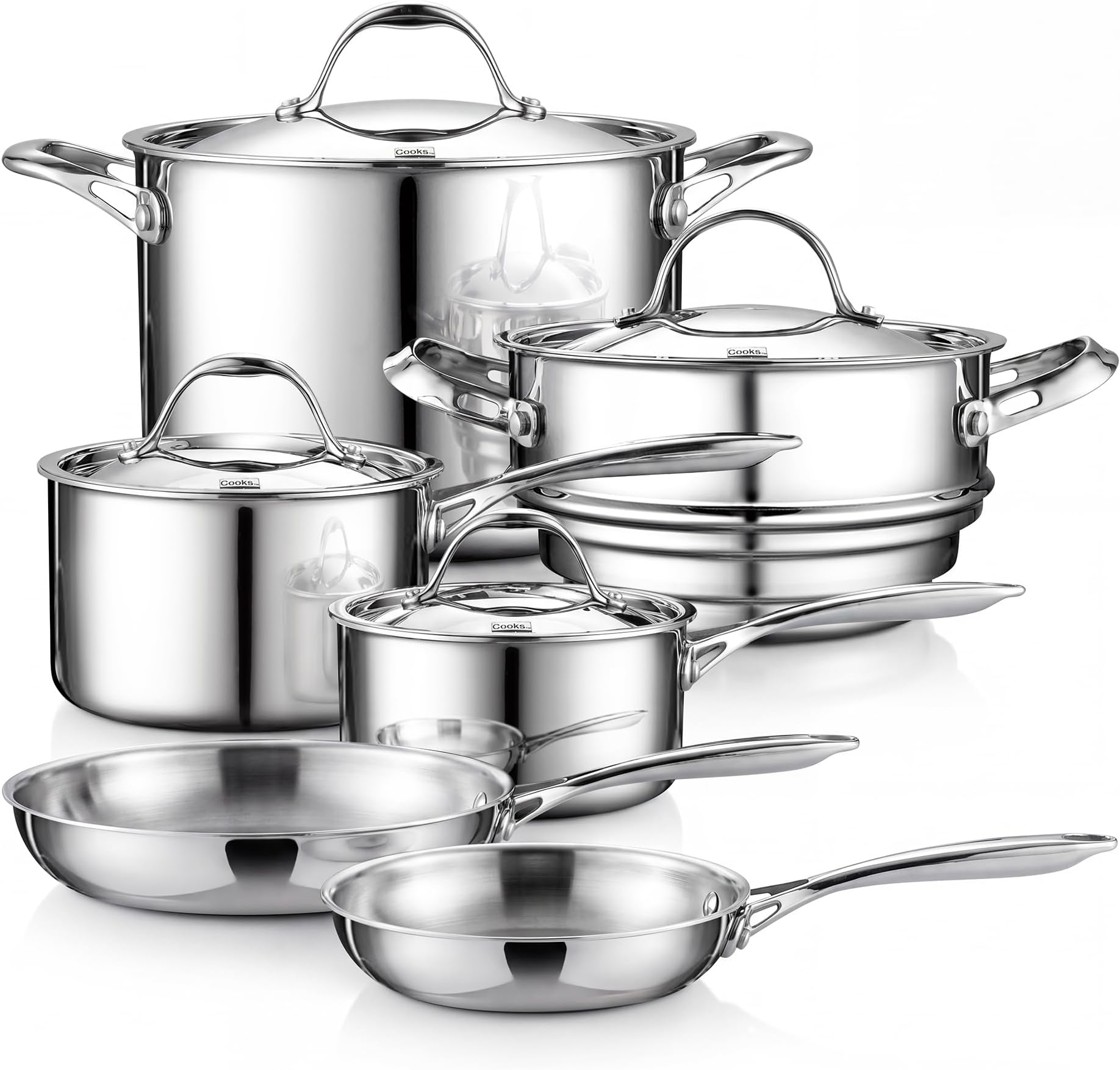 10-Piece Multi-Ply Clad Stainless Steel Cookware Set