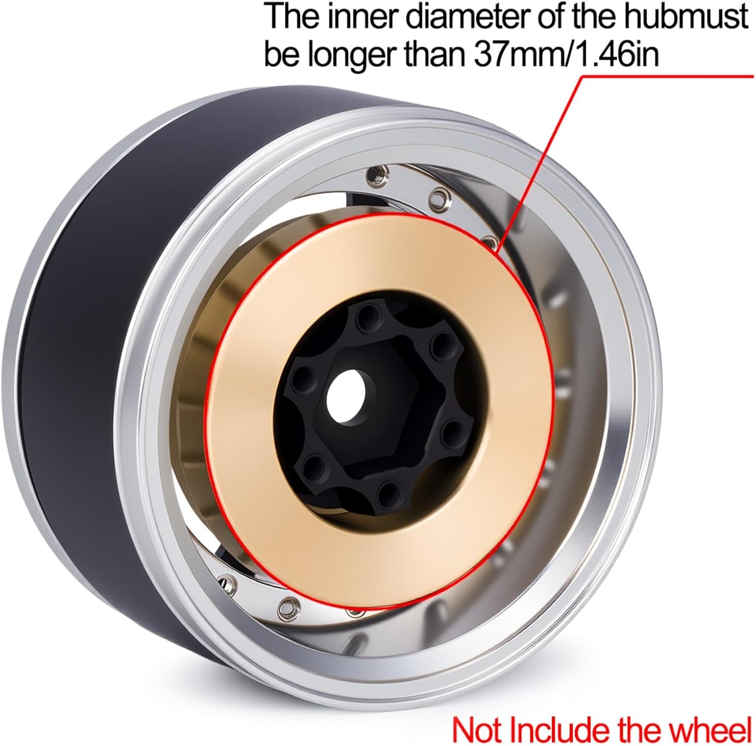 RC Internal Brass Counterweight 63g/pc Brake Disc Weights for 1.9inch 2.2inch Wheel Rims 1/10 Scale Axial SCX10 90046 RR10 D90 TF2 TRX4 Upgrade Parts (2pcs)