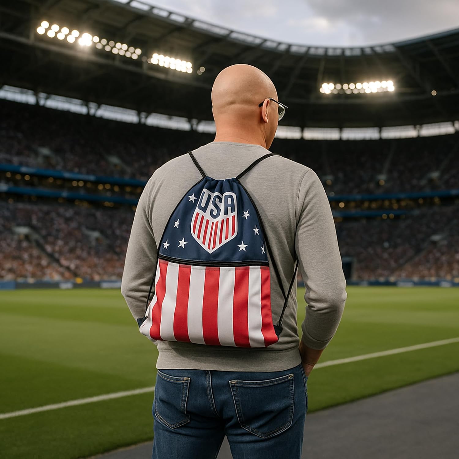 FOCO USA Men’s Soccer Team Soccer Drawstring Backpack with Zippered Pocket — Officially Licensed, Cordura Nylon
