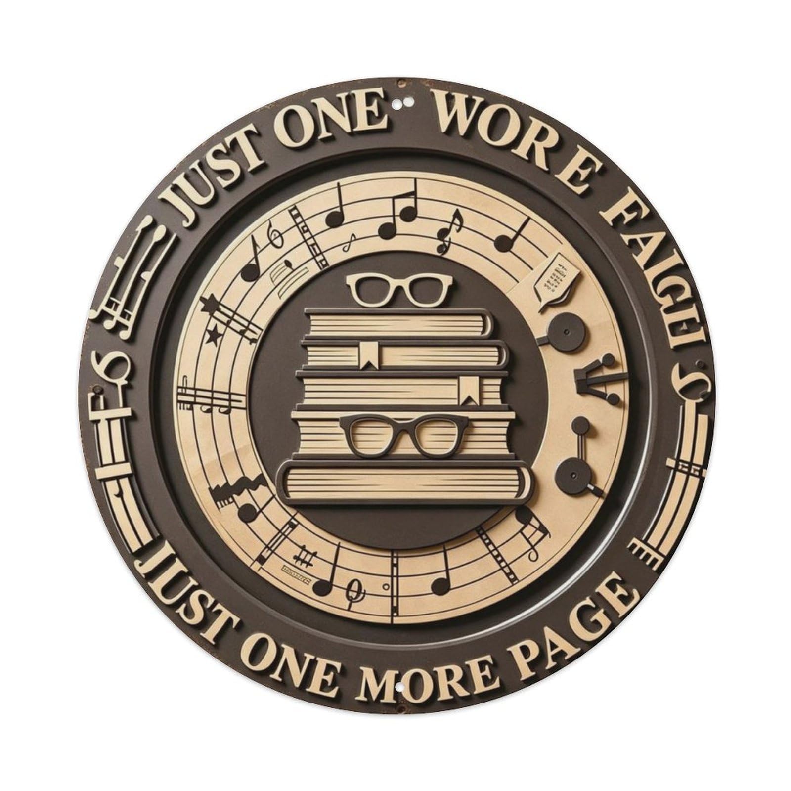 Just One More Page Metal Tin Sign Plaque