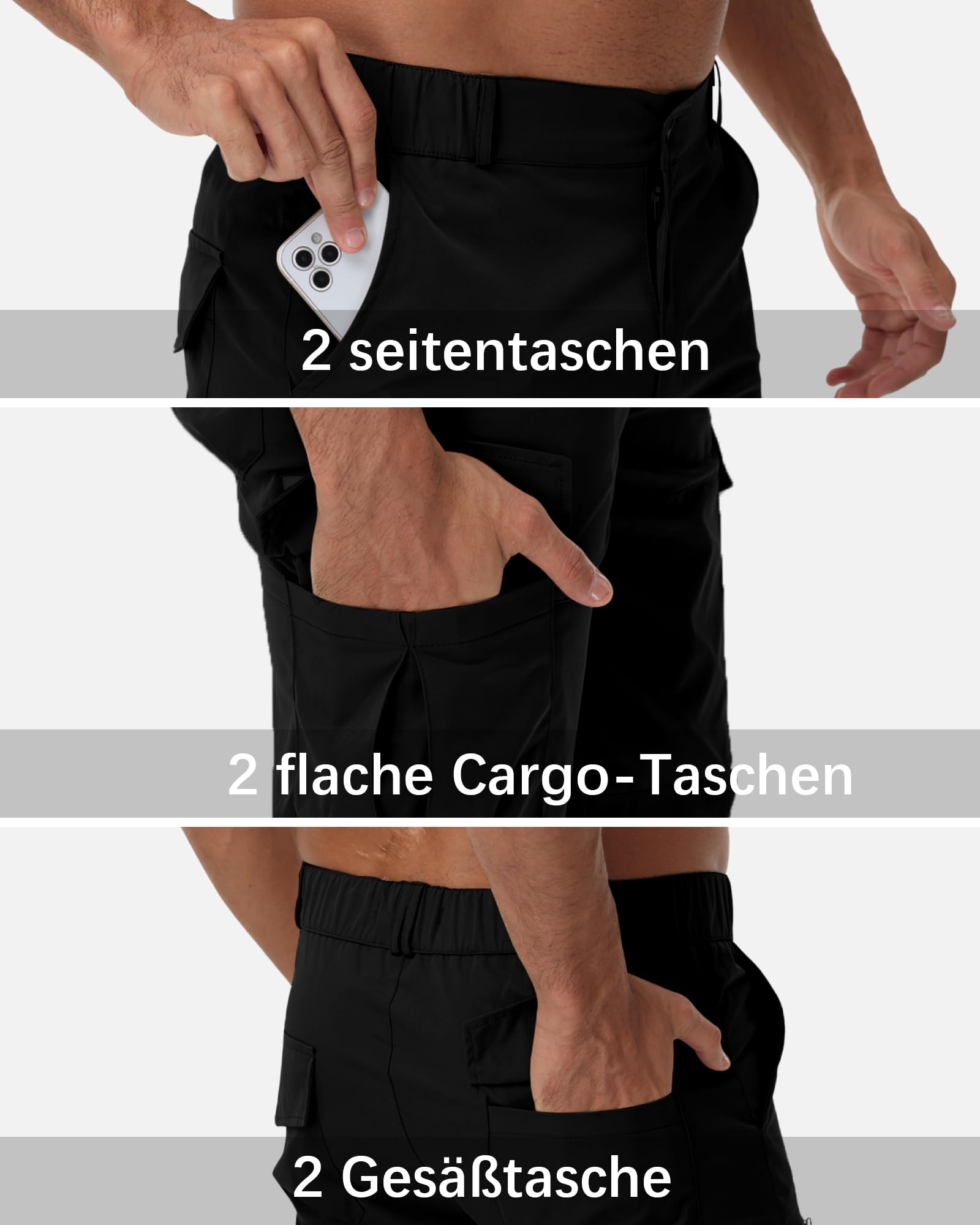 LVCBL Męskie spodnie rowerowe 3/4 Quick Dry Outdoor spodnie trekkingowe letnie elastyczne bermudy szorty męskie krótkie M-3XL