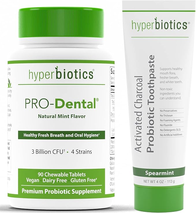 Hyperbiotics Vegan Pro Dental ENT and Spearmint Charcoal