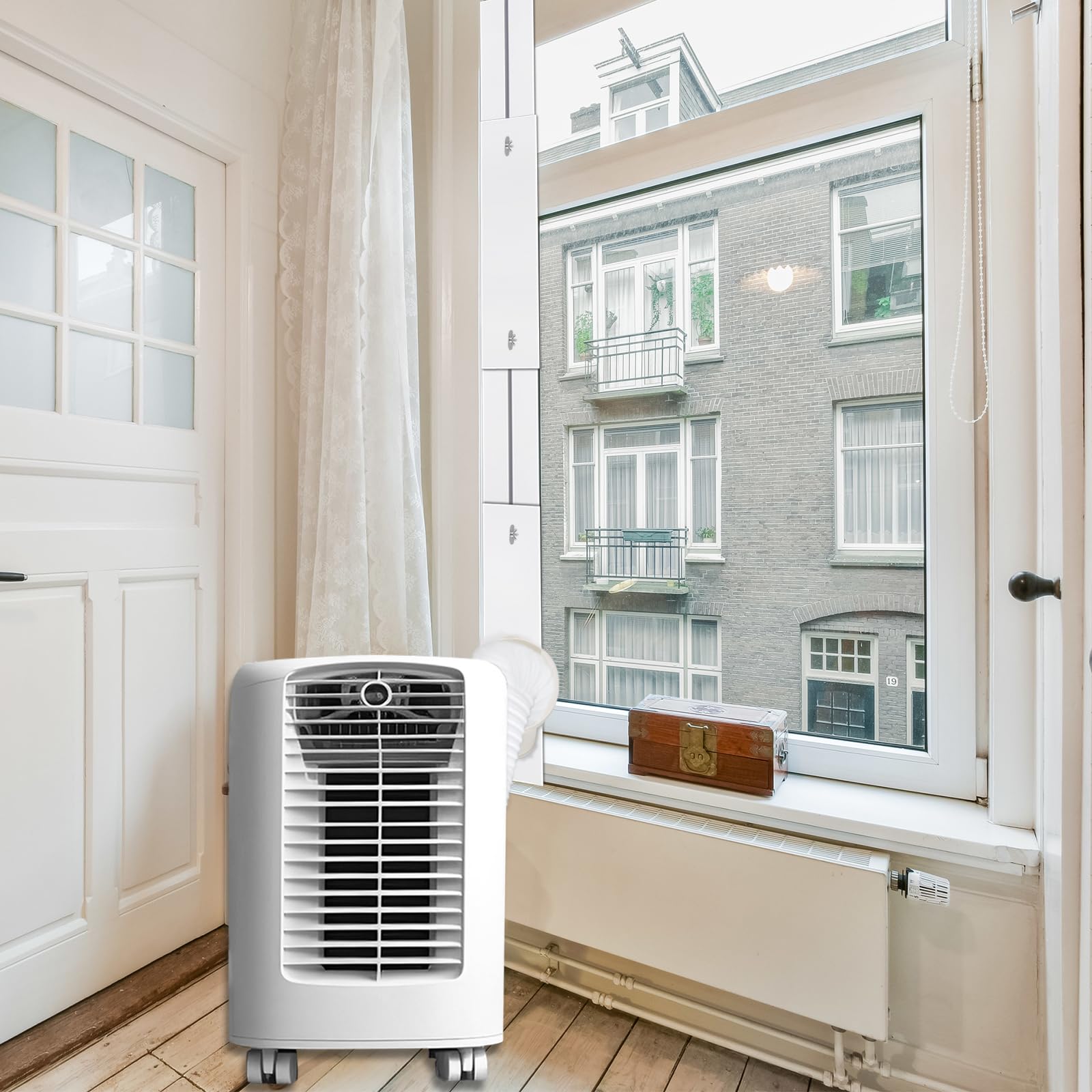 XIHIRCD Kit de Ventana de Aire Acondicionado Portátil, con Acoplador Universal Sello de Ventana Ventilación de Ventana de CA para Ventana Corrediza Vertical/Horizontal para Manguera de Escape de 13cm