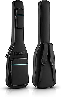 Ktaxon Bass Guitar Bag 46 47", Oxford Cloth Waterproof Guitar Gig Bag Soft Backpack with 0.35 Inch Thick Padding, 2 Storage Pockets Side Handle Front Loop Adjustable Straps