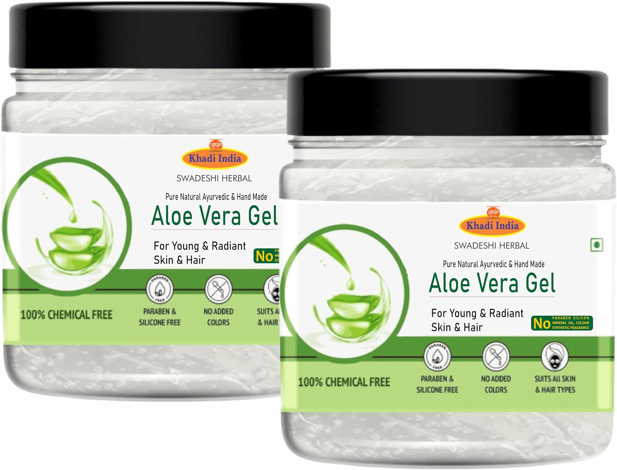 Khadi 100% Pure & Natural Aloe Vera Skin & Hair Gel, 100% Herbal, 400g, with Vitamin E & Natural Emollients, Paraben Free 400gm With Vit B3, E And Pro-Vit B5