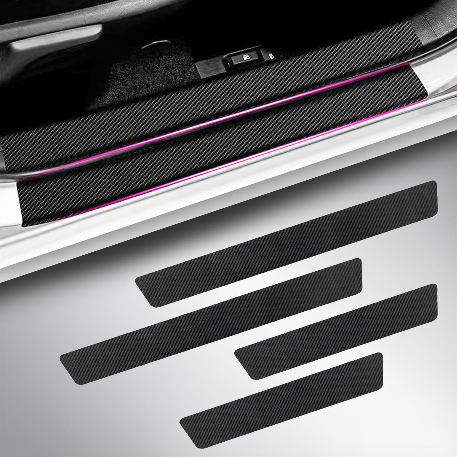 MEILIANQIPEI 4 Pcs Door Sill Guards for Ford Mondeo Mk4 2014-2018, Protector Film Waterproof Door Edge Protection Self-Adhesive Anti-Scratch Entry Guard