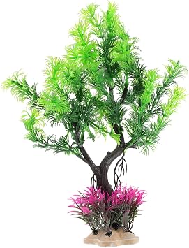 LIOOBO Artificial Aquarium Plants for Fish Tank Decoration Vibrant Green Plastic Simulation Plants Safe for Fresh and Saltwater Fish Friendly Landscape Ornament