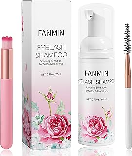 Eyelash Extension Cleanser 60ml +Mascara Wand+ Brush Eyelid Foaming Cleanser,Eyelash Wash and Lash Bath for Extensions,Paraben & Sulfate Free,Makeup Remover,Salon and Home use（60ml/2fl.oz）