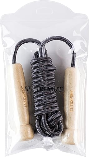 Miniatura 4 de Cuerda de saltar de 8.8 pies para mujeres, hombres y niños, cuerda de salto con mango de madera