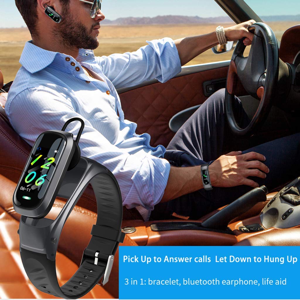 Inteligentne zegarki 2 w 1 Inteligentna bransoletka Bezprzewodowy zestaw słuchawkowy Bluetooth Combo Bieganie Muzyka Opaska na nadgarstek Słuchawki Tętno Ciśnienie krwi Fitness Tracker Złoty (złoty)