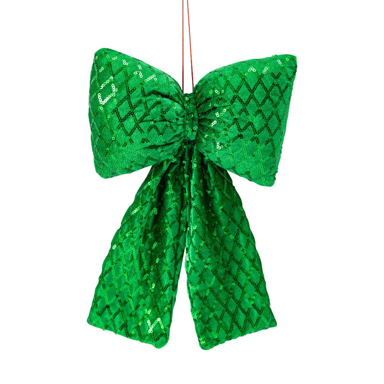KAQNTUD Shimmering Checked Ribbon with Bow for Hanging for Wrapping Gifts and Home Festive Decoration Handmade Christmas Tree Accessories with Bow