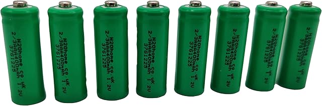 N20 Solar 2/3AAA Size Rechargeable Batteries Pack of 8 1.2V NiMH 400mAh - 2/3 AAA Batteries for Outdoor Solar Garden Lights (Button Top Battery)