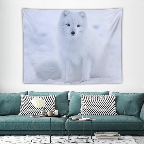 Miniatura 3 de Arctic Fox in The Snow - Tapiz decorativo para colgar en la pared, para dormitorio, sala de estar, dormitorio