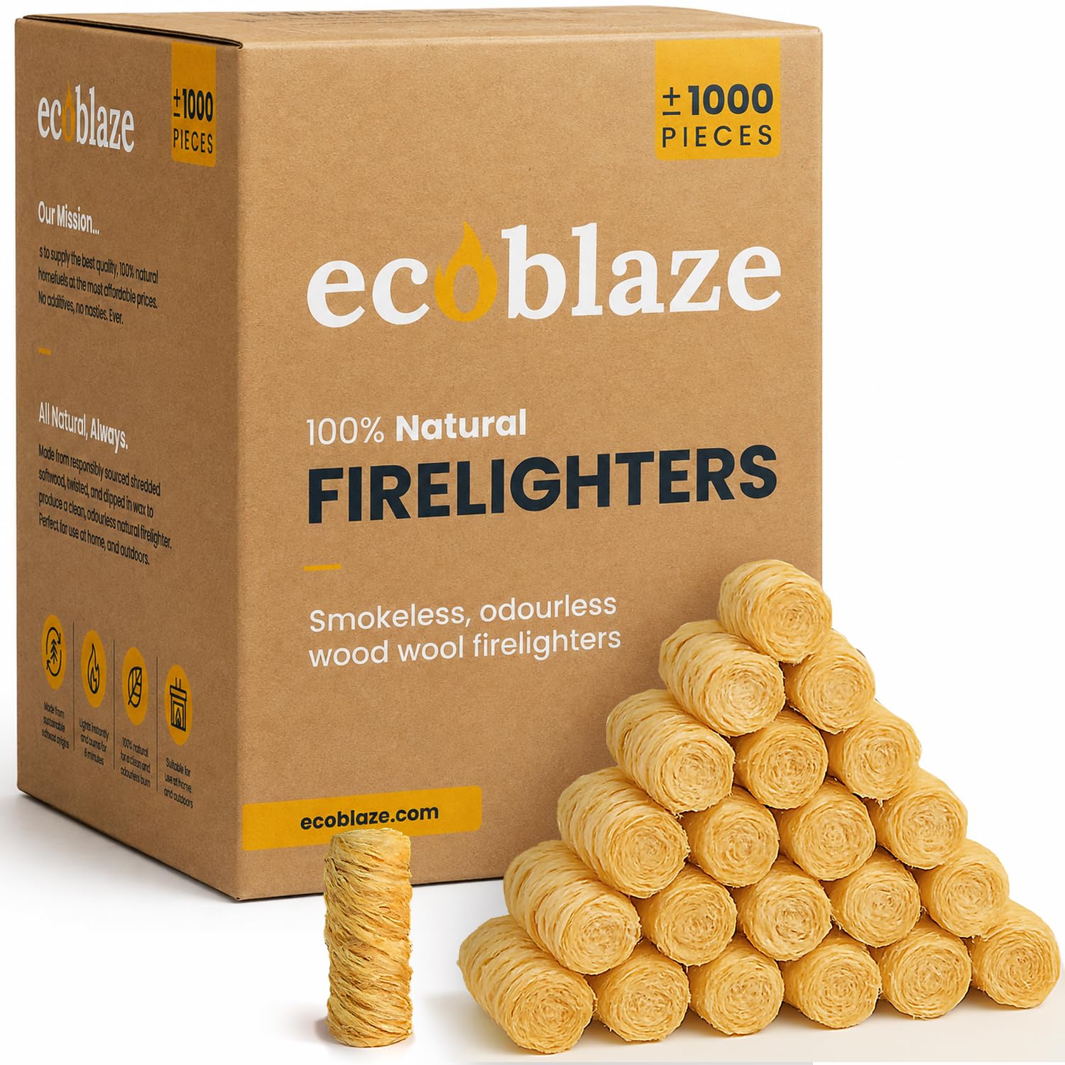 Ecoblaze Smokeless 100% Natural Firelighters 1000 Pack