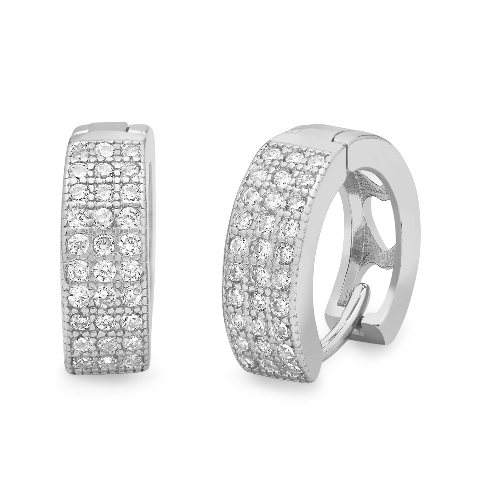 ZAVYA 925 Sterling Silver Designer Cubic Zirconia CZ Bali Rhodium Plated Hoop Earrings | With Certificate of Authenticity & 925 Hallmark | Gift for Women & Girls (B0B1N2QBYY) Amazon Price History, Amazon Price Tracker
