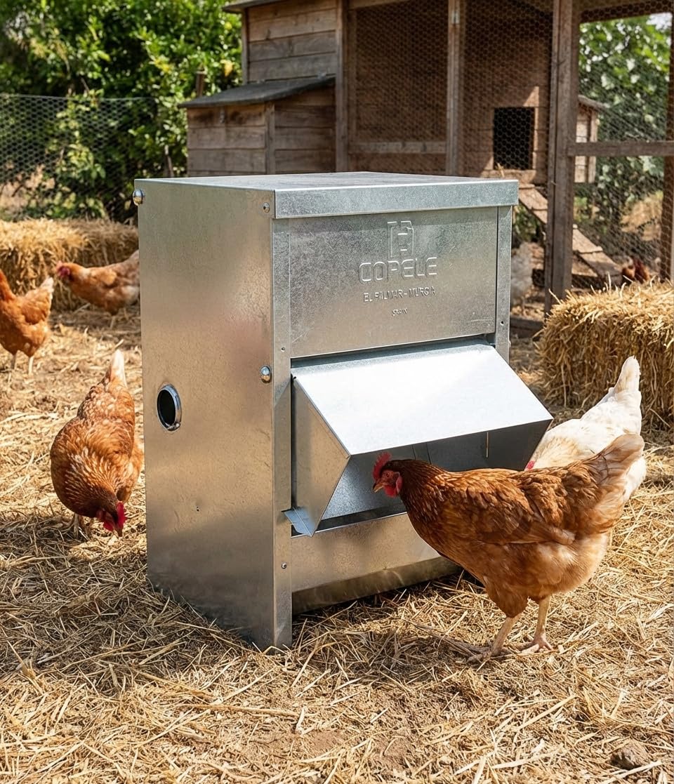 Mangiatoia galline tramoggia esterna con visiera 12 kg, 24x20x50 cm