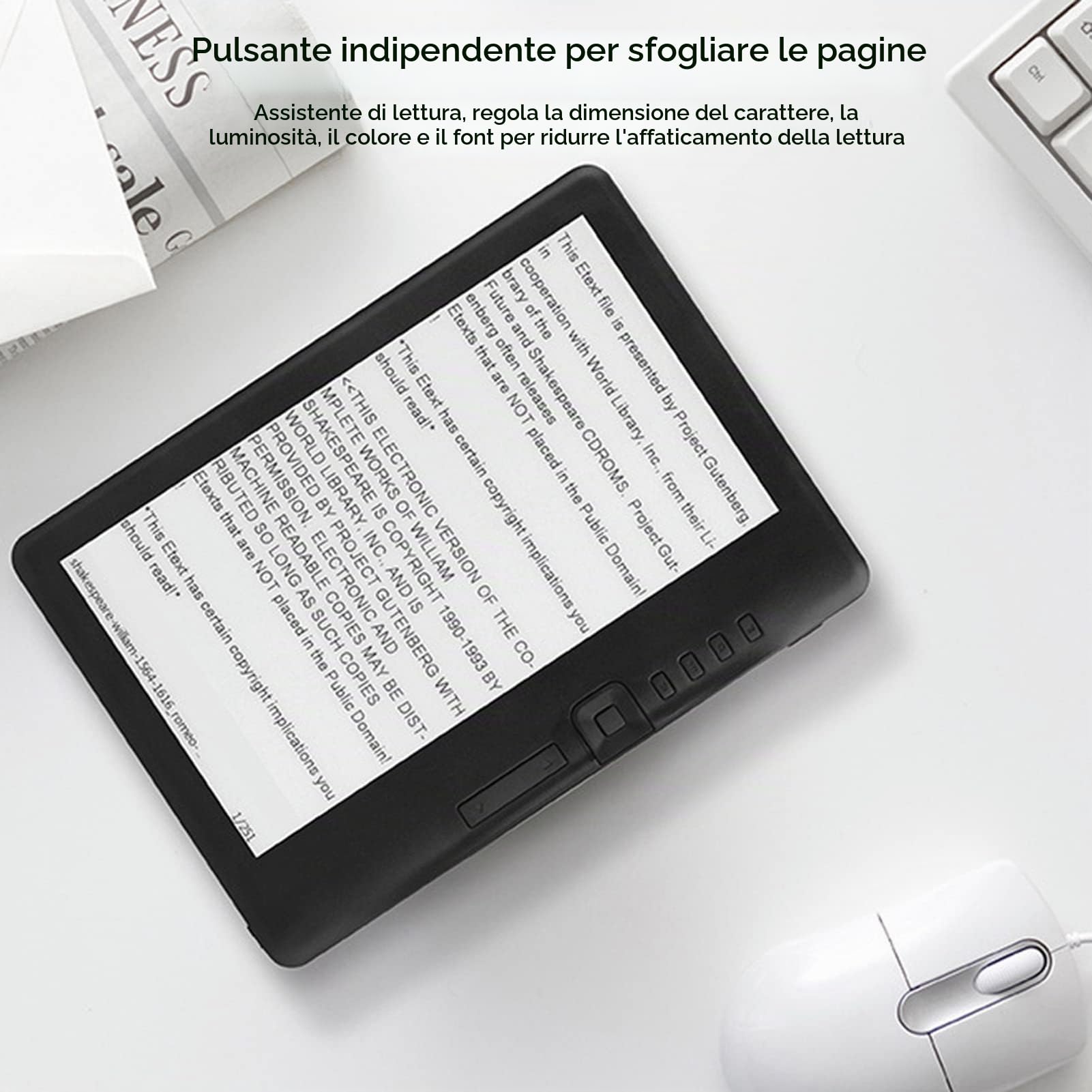 Lettore di ebook Portatile, dispositivi di Lettura di Libri digitali elettronici da 7 Pollici con Display di risoluzione Supporta la Scheda TF per la Lettura(#2)
