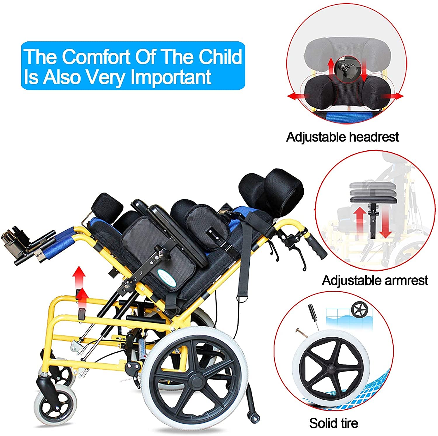 LhYu Adjustable Wheelchair Lightweight Driving Medical Full Lying