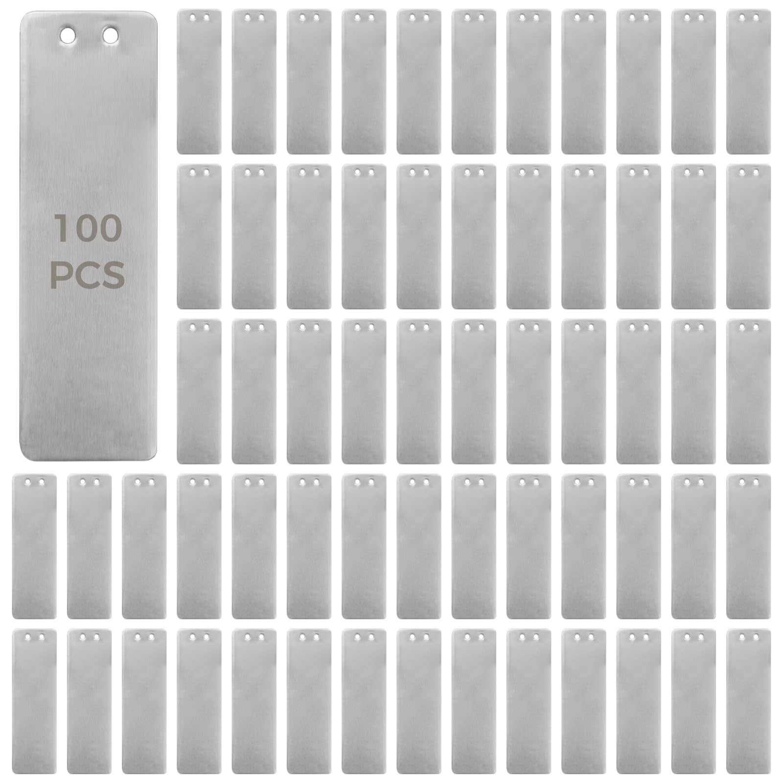 100 szt. etykiet na rośliny do ogrodu na zewnątrz, wodoodporne aluminiowe etykiety do roślin ogrodowych, metalowe znaczniki z dwustronną powierzchnią do pisania, łatwe do powieszenia, 8,2 x 2,5 cm
