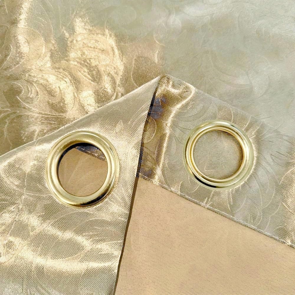 MYRU 2 Panels Set Semi Blackout Gold Curtains for Living Room Embossed Flower Curtains for Bedroom (2 Panels 39 x 84 Inch, Gold)