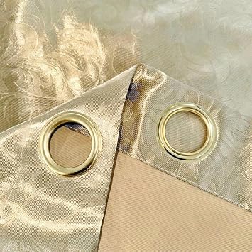 MYRU 2 Panels Set Semi Blackout Gold Curtains for Living Room Embossed Flower Curtains for Bedroom (2 Panels 52 x 84 Inch, Gold)