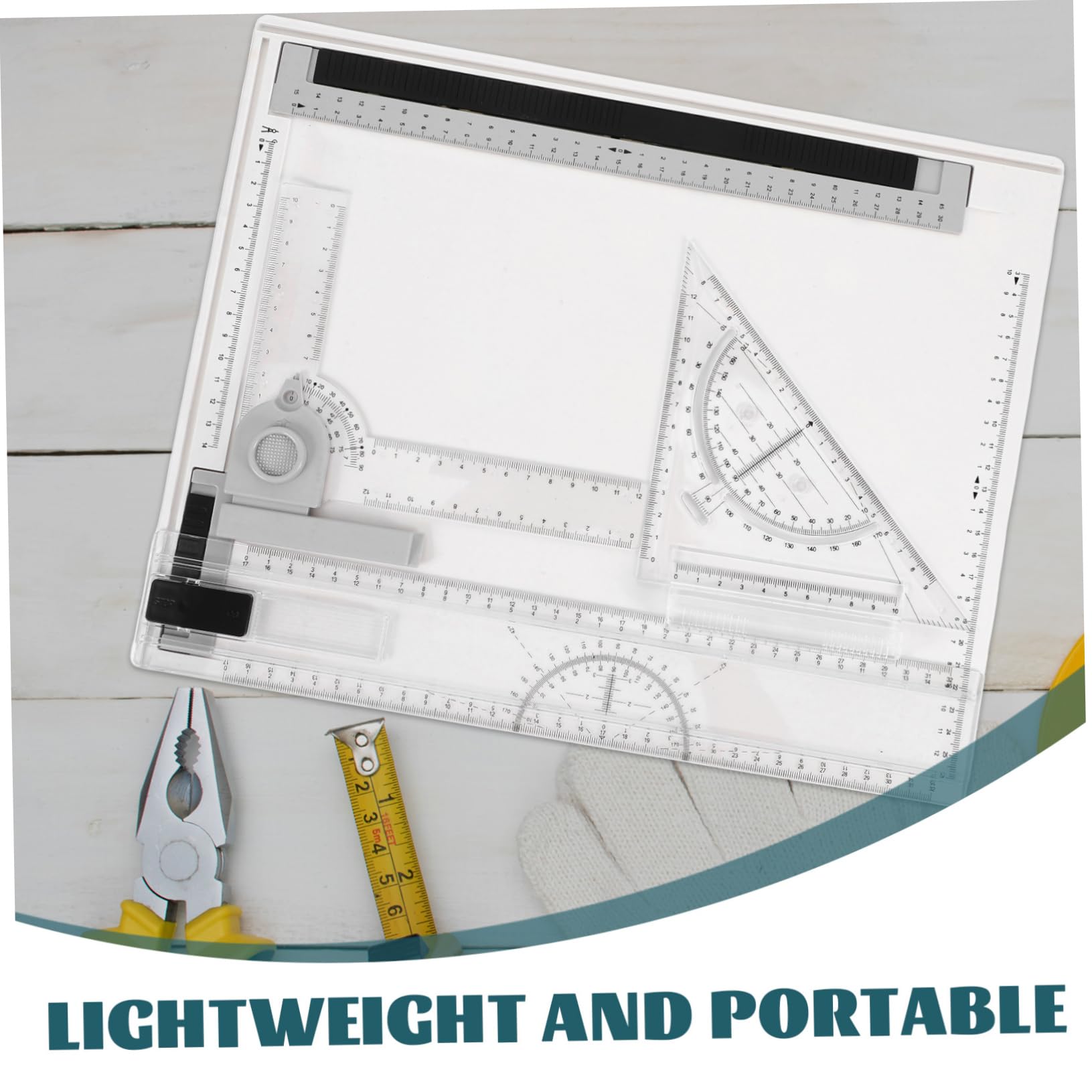 Tavoletta da Disegno A4 Professionale per Architettura, Set 1 | Plastica, Strumenti e Righelli Inclusi, Portatile e Leggera, Scale Precise per Uso Outdoor