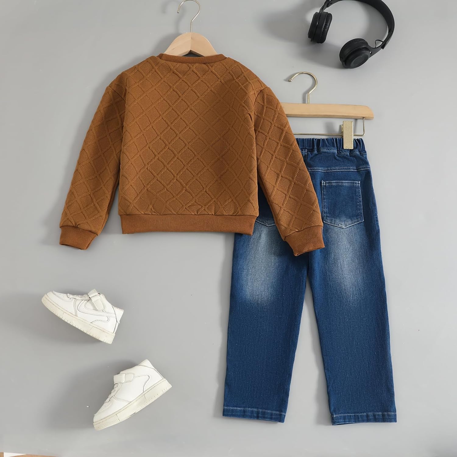 Kxuryueo Toddler Boy Outfits Long Sleeve Pullover and Jean Pants Sets Fall Winter Clothes (Sizes: 2-6) - Image 7