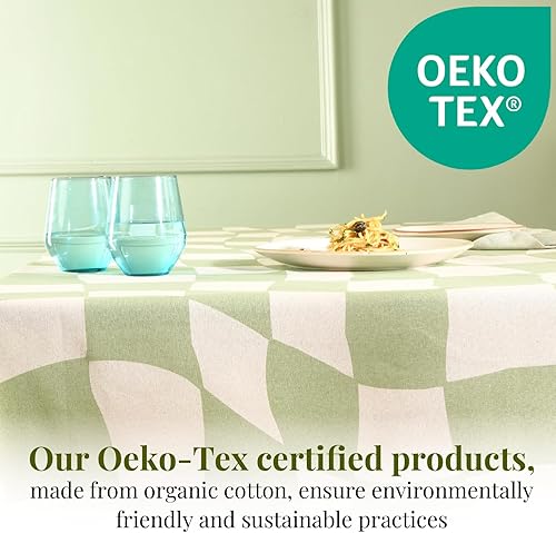 Miniatura 3 de Folkulture Mantel de Mesa de Navidad  (60 x 60 pulgadas) Mantel de Mesa de Navidad 100% Algodón para Comedor  Cubierta de Mesa Verde para