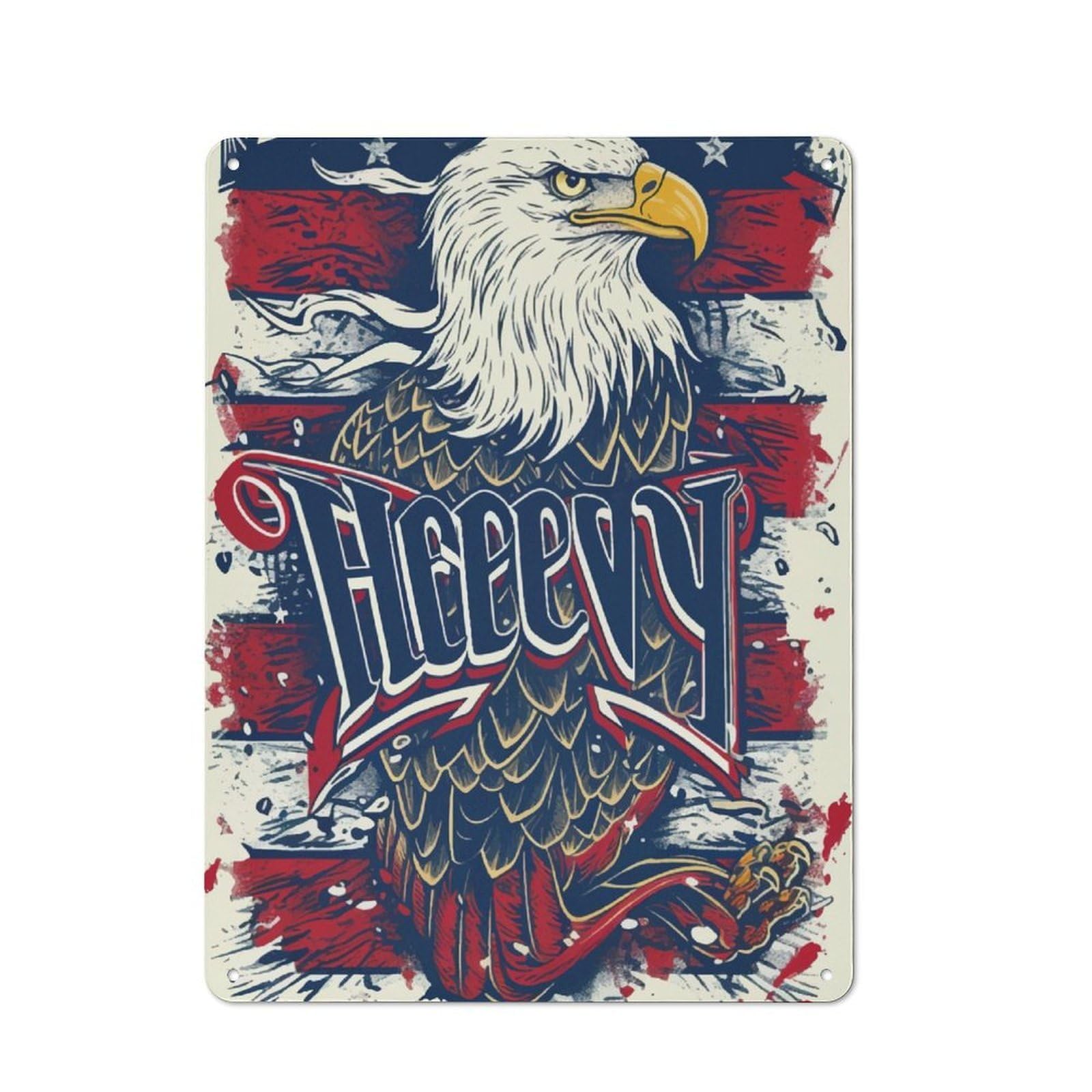 Junmoney Eagle American Flag Vintage Metal Plaque 40X30cm Featuring For Pub Or Café, Suited To Café Interior Fans