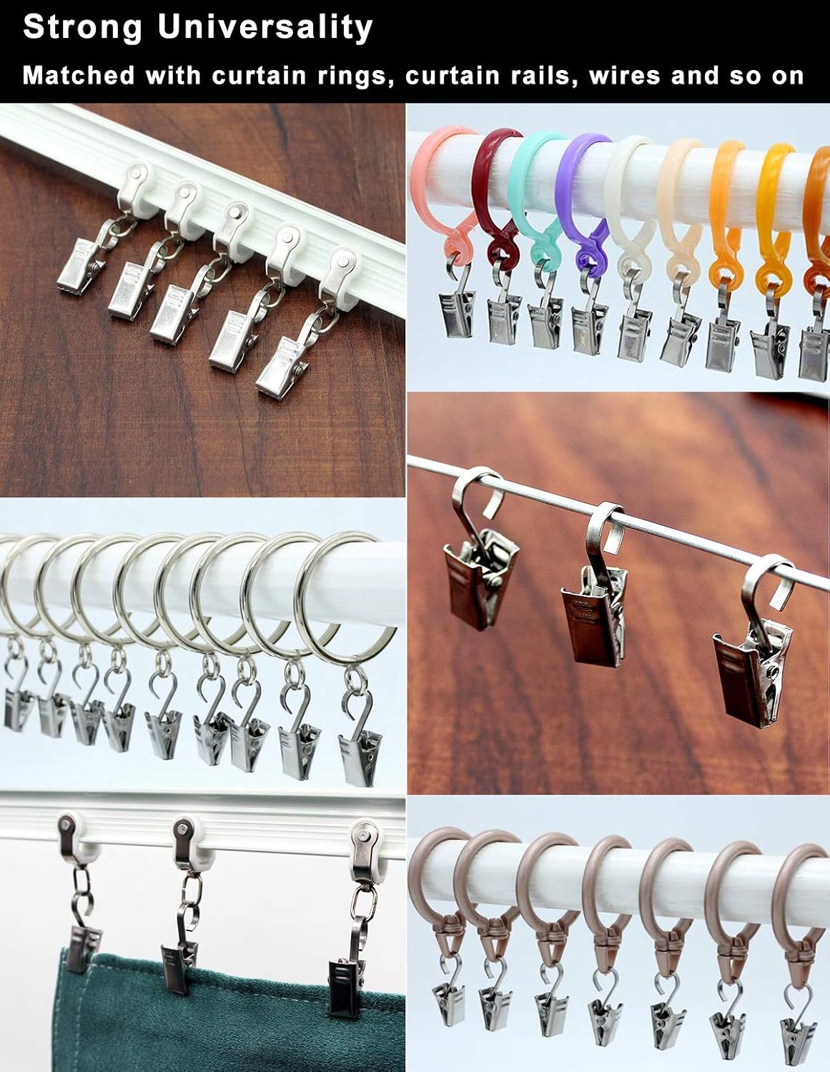 Stainless Steel Curtain Clips Hooks - Coideal 100 Pack Silver Heavy-Duty Wire Holder for Hanging Camper Awning String Party Lights, Christmas Decoration, Indoor Outdoor Decor