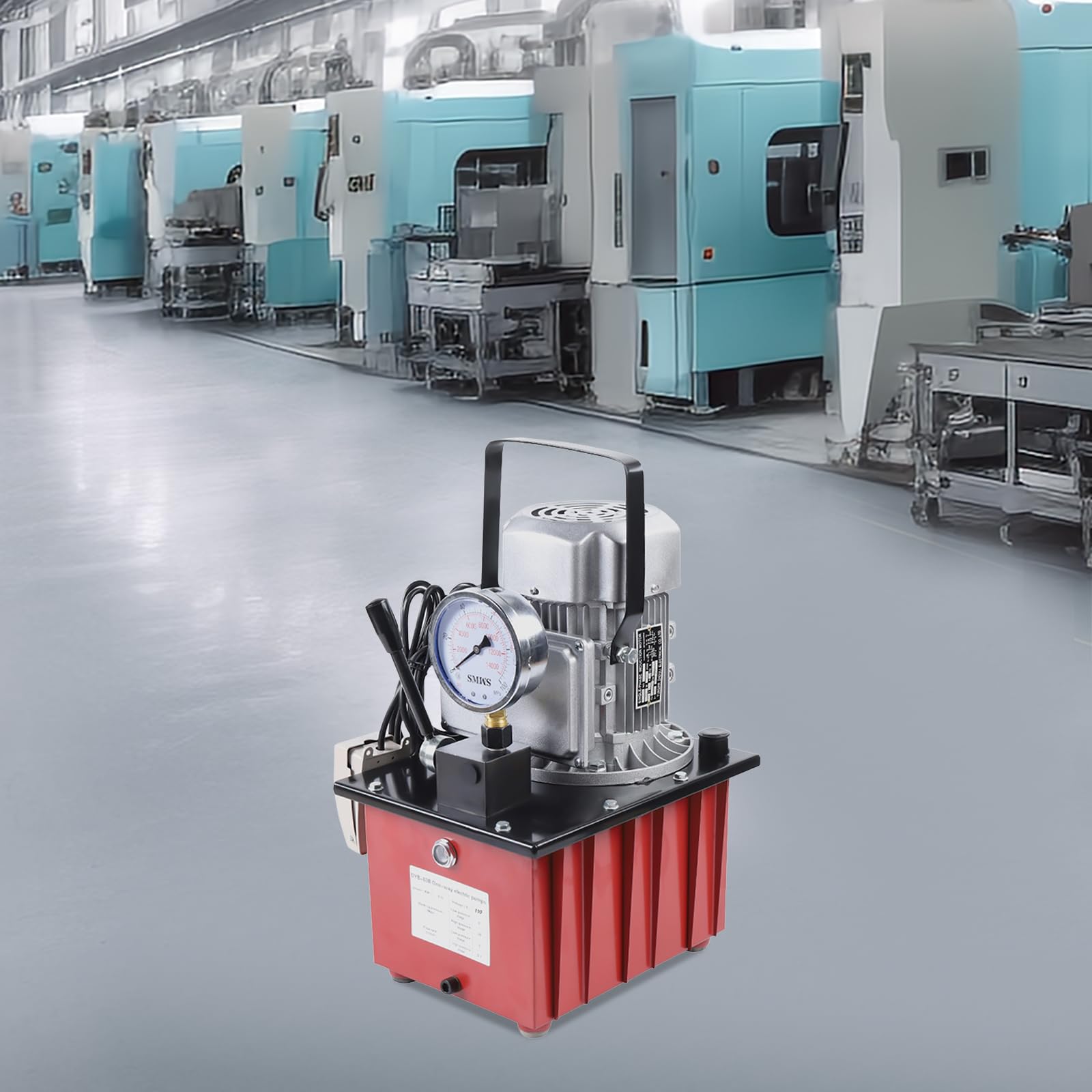 Hydraulikpumpe Elektrisch 700 Bar 220V, Elektro Hydraulikaggregat mit Fußpedal & Manometer, Hydraulic Power Pack 7L für Werkstatt Presse Wagenheber Hebebühne