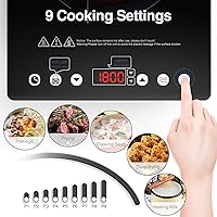 Vista 5 de Electric Cooktop Single Burner, 1800W Electric Stove Top with Touch Control, 9 Power Levels, Kids Safety Lock & Timer, Overheat Protection,110V