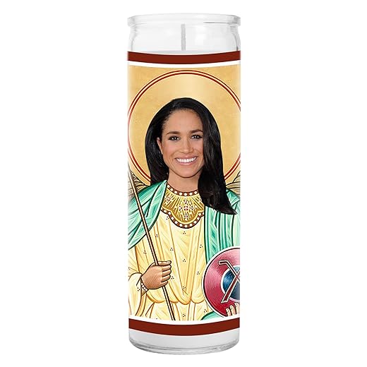 Meghan Celebrity Prayer Candle - Funny Saint Candle - 8 inch Glass Prayer Votive - 100% Handmade in USA - Novelty Celebrity Gift