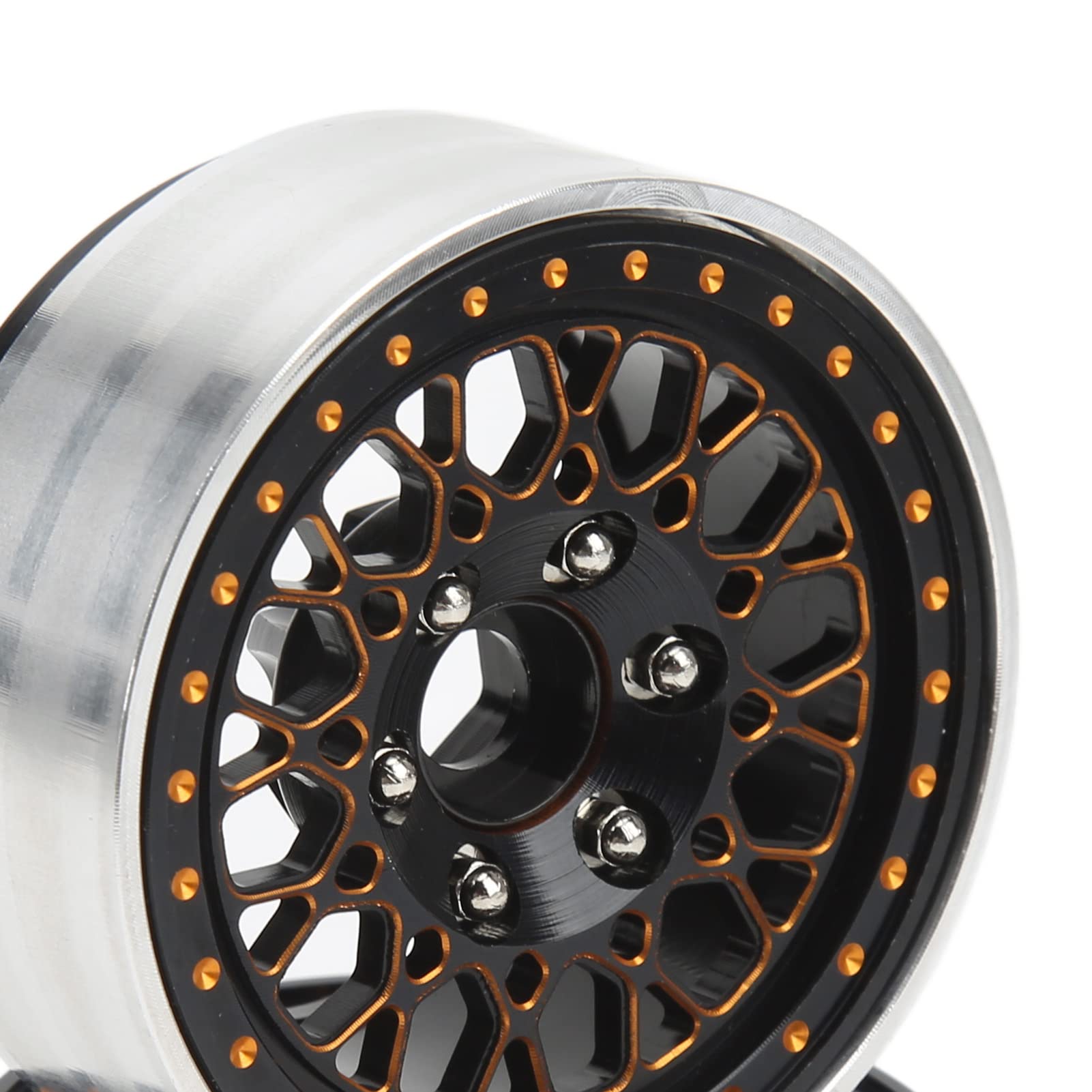 4 pièces 1,9 pouces moyeu de roue sur chenilles RC jantes de voiture sur chenilles en alliage d'aluminium pour SCX10 90046 1/10 (Or noir)