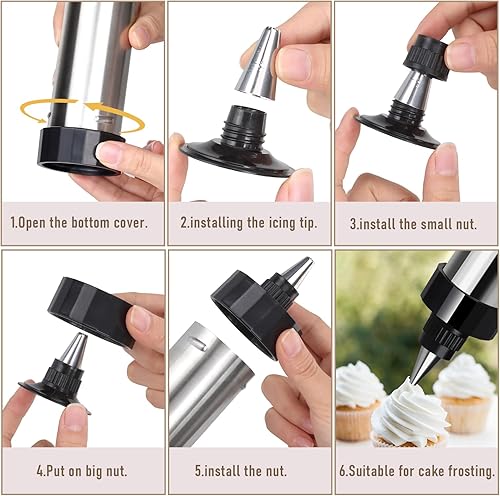 Miniatura 5 de Kit de decoración de pistola de prensa de galletas, 27 piezas de herramientas de horneado premium para prensa de galletas y decoración de pasteles