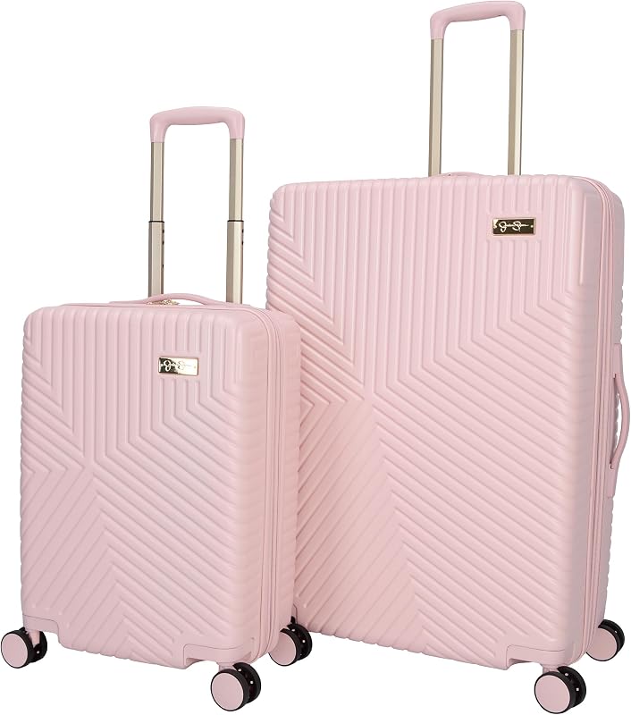 Abilene Juego de 2 piezas (20" y 28") valija de equipaje grande a cuadros expandible con 8 ruedas giratorias, Peachy Keen