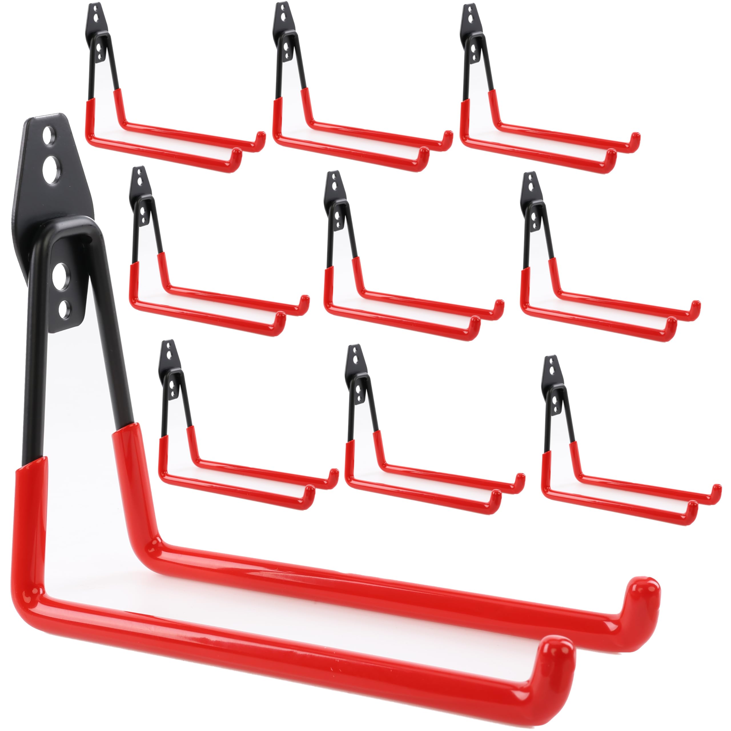 botle Set di 10 ganci da parete per utensili elettrici, dritti da 19 cm, stabili con rivestimento in PVC, per garage, capannoni, ganci per scale e pale, doppio gancio, portata fino a 25 kg