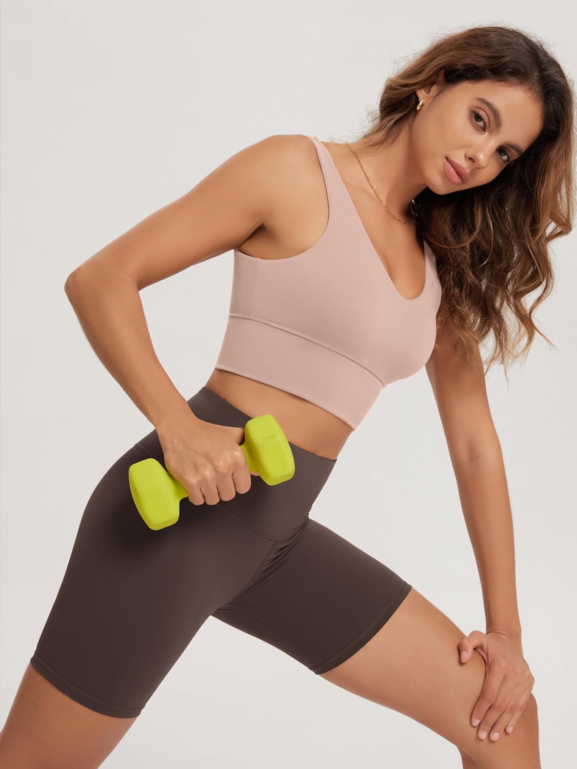 ODODOS Women's Longline U-Back Sports Bra V-Neck Padded Yoga Workout Wirefree Tank Top - Image 3