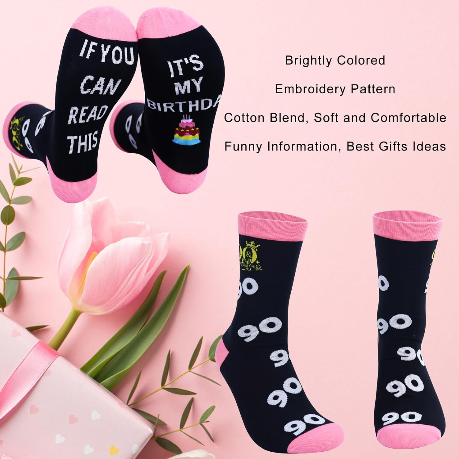 90 Year Old 90th Birthday Gifts for Women from Daughters, Unique 1936 Birthday Decorations Socks for Mom Mother Her Elderly Grandma Bestie, Novelty and Gag Funny Anniversary Ideas for Christmas - Image 6