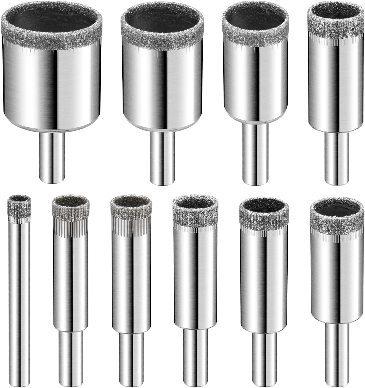 Diamond Drill Bits Set, 10 PCS Diamond Hole Saw Set, Glass Drill Bit for Ceramic Tile Porcelain Marble Granite Stone Bottles