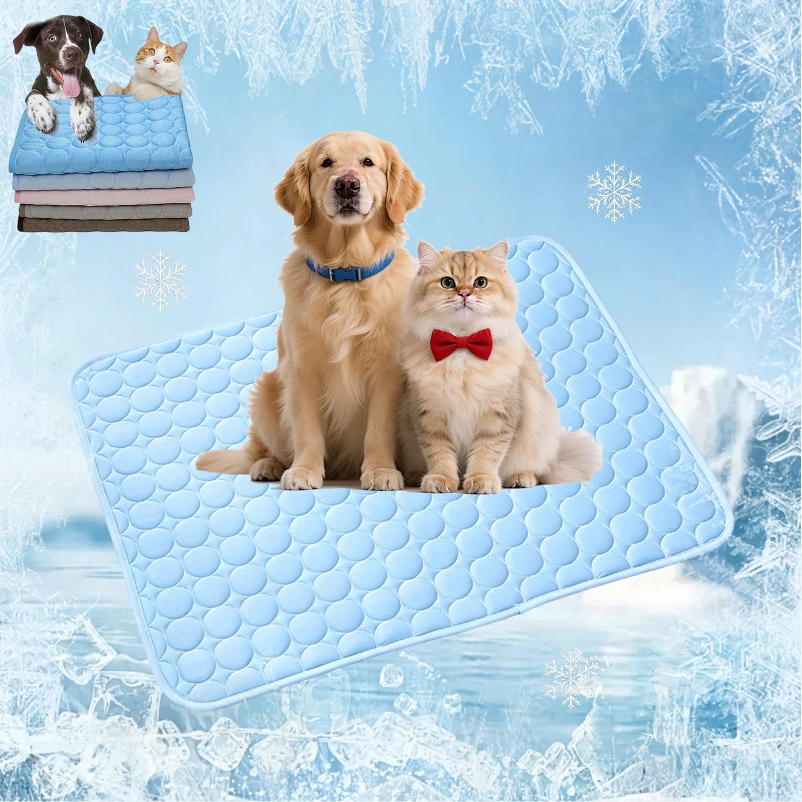 Chillpaws Cooling Mat, Ice Silk Pet Cooling Mat(Light blue,L-70x55cm)
