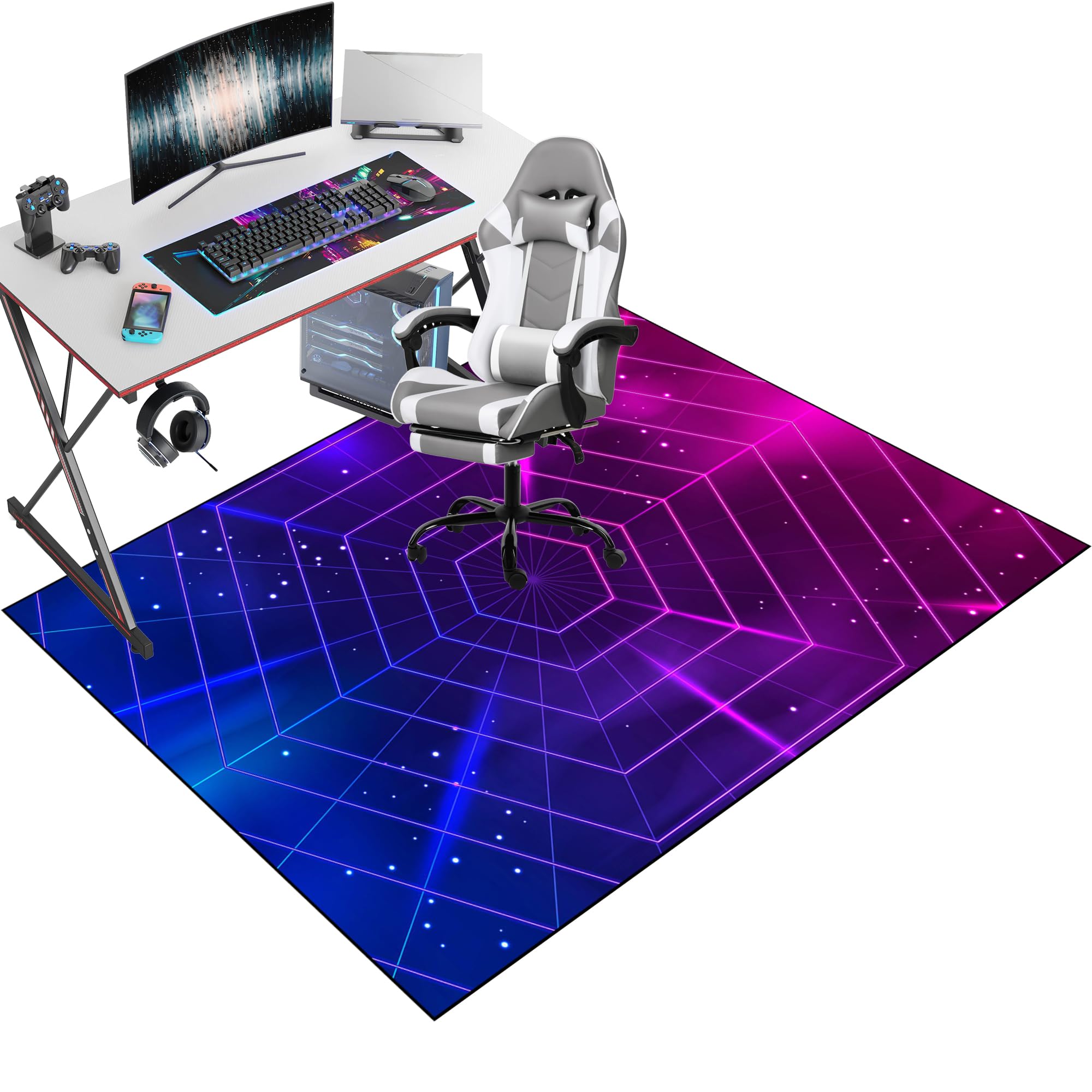 Office Gaming Chair Mat for Hard Floor, Floor Protector for Rolling Chair, Office Gaming Rug Protector for Rolling Chair, Non-slip 140 x 200 cm Floor Protection Mat for Gaming Room Home Office Decor