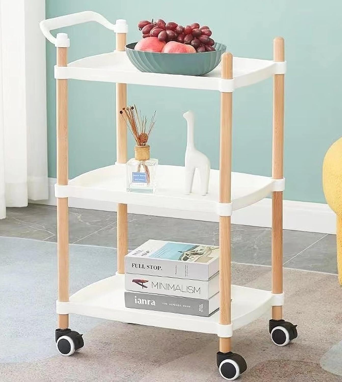 Organisateur de chariot mobile 3 niveaux idéal pour le salon et bureau