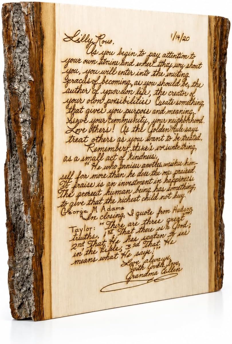 Handwritten Letter on Wood, Custom Engraved Wedding Vows & Anniversary