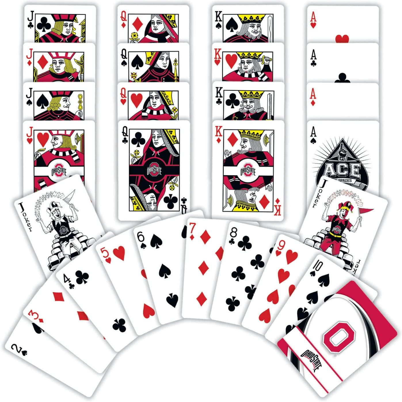 MasterPieces Family Games - NCAA Ohio State Buckeyes Playing Cards - Officially Licensed Playing Card Deck for Adults, Kids, and Family