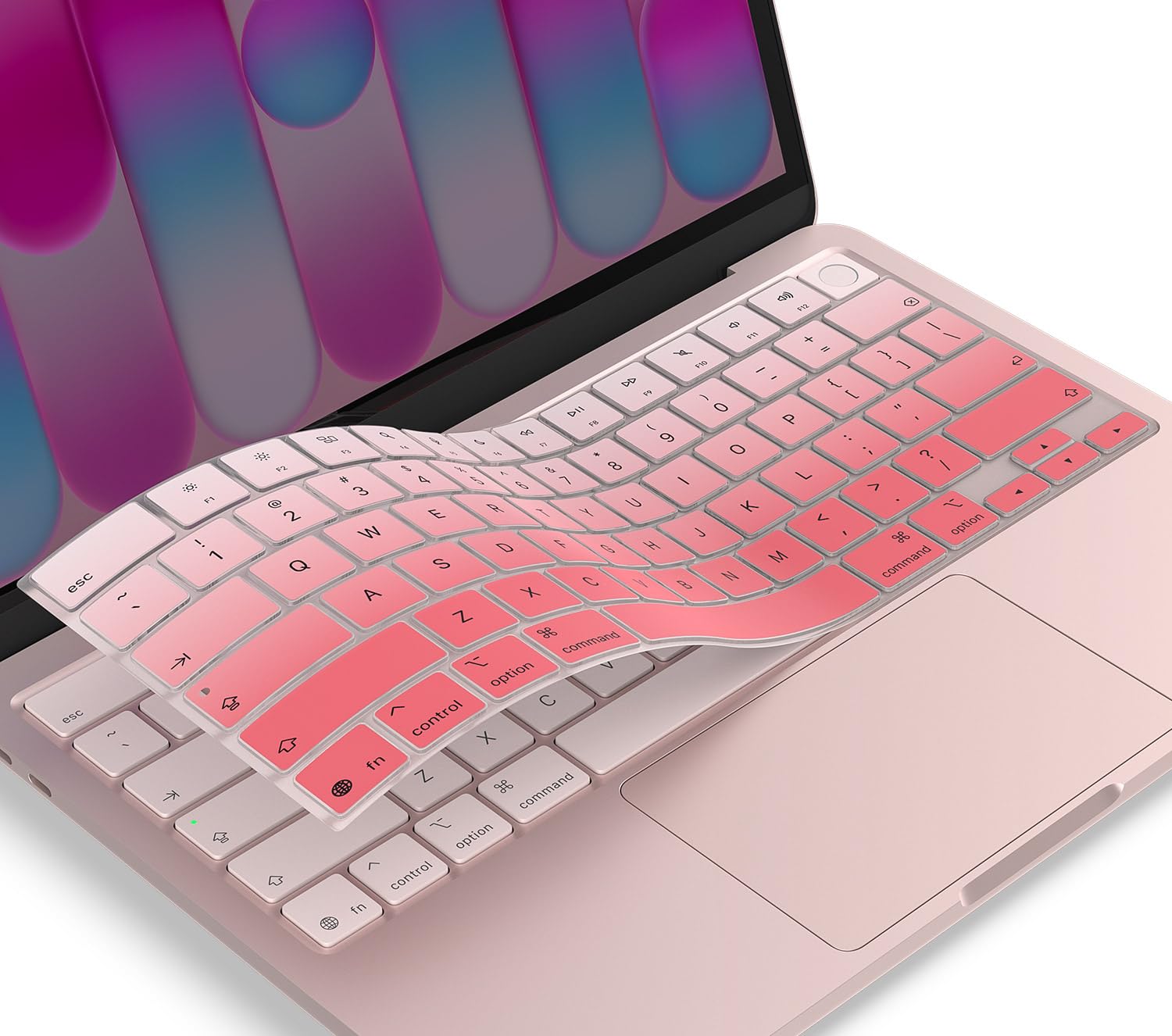 Photo 1 of Keyboard Cover Skin Compatible with MacBook Neo 13 inch with A18 Pro chip A3404 Touch ID, 2026 Apple MacBook Neo 13 Keyboard Protector - Gradual Pink