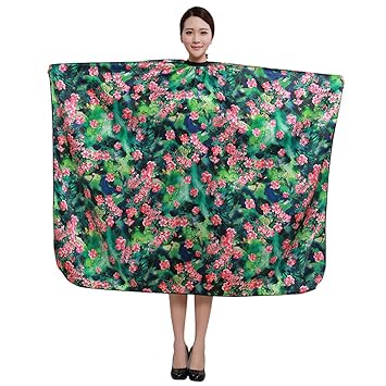 Lzttyee Floral Print Salon Barbers Hairdressing Hair Cutting Cape Haircut Smock Cover Gown