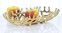 Vista 4 de Red Co. Bandeja de centro de mesa de arrecife de rama dorada de aluminio ovalada grande de 14 x 3 pulgadas