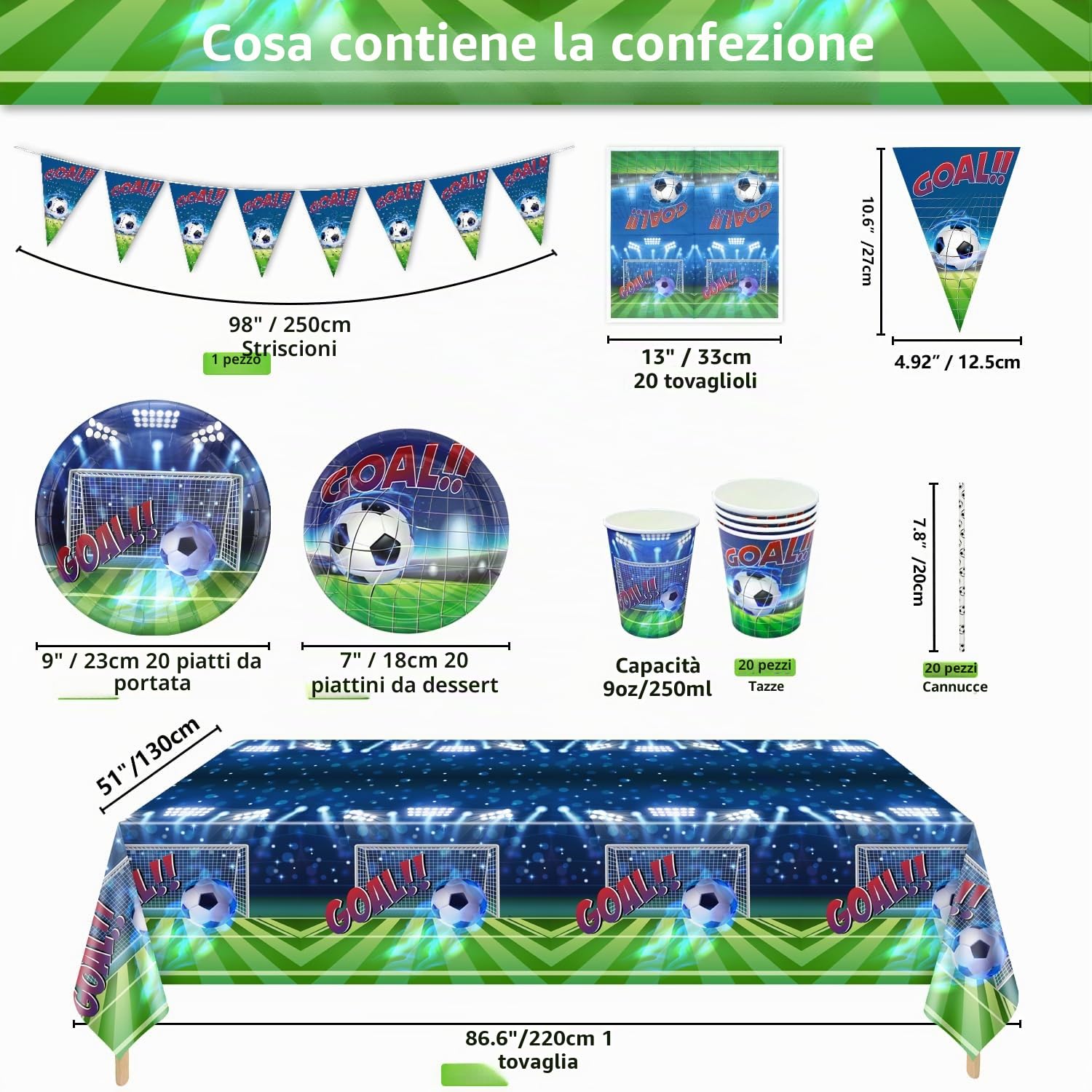 Decorazioni Per Feste A Tema Calcio, 102 Pezzi: Piatti Di Cartone, Tovaglioli, Tovaglia E Bandiere Per Calcio, Forniture Per Feste Di Compleanno Per Ragazzi E Uomini, Accessori Per La Festa Del Giorno