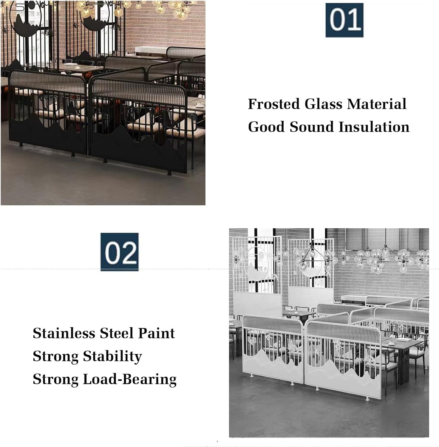 Iron Table Dividers for Dining Area Stainless Steel Frame Table Top Screen for Stylish Dining Table Restaurant Bar Decoration Decoration(Black,100x120cm)
